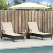 vidaXL PE Rattan Sun Lounger w/ Adjustable Armrests in Brown