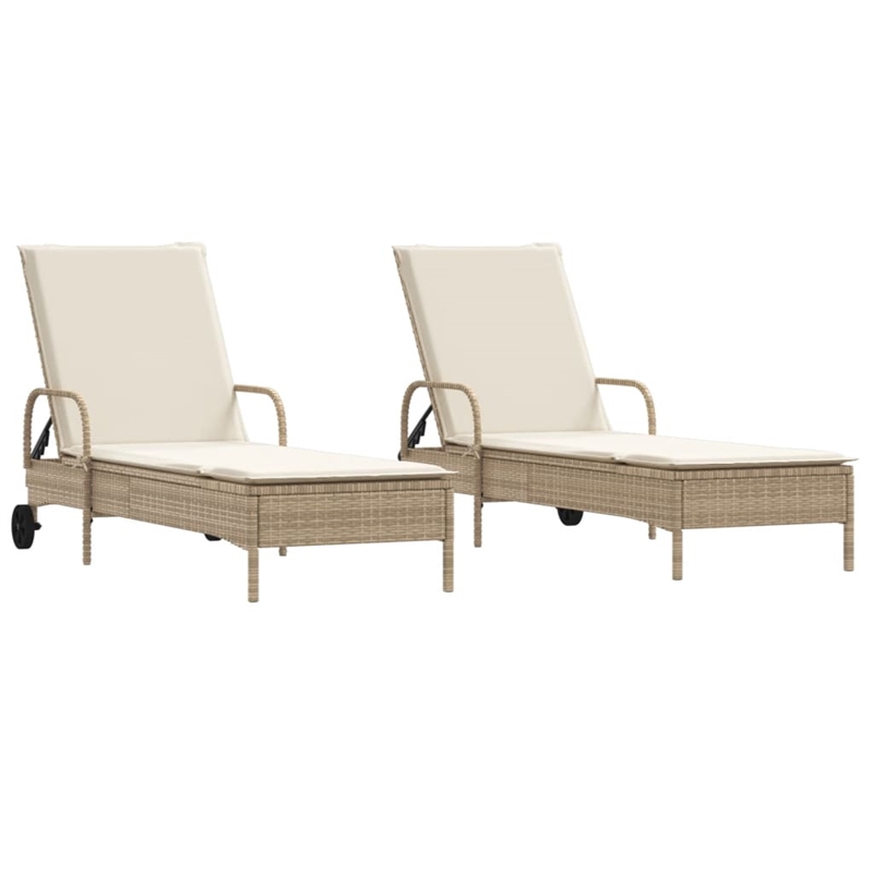 vidaXL PE Rattan Sun Lounger in Beige