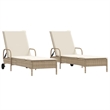 vidaXL PE Rattan Sun Lounger in Beige
