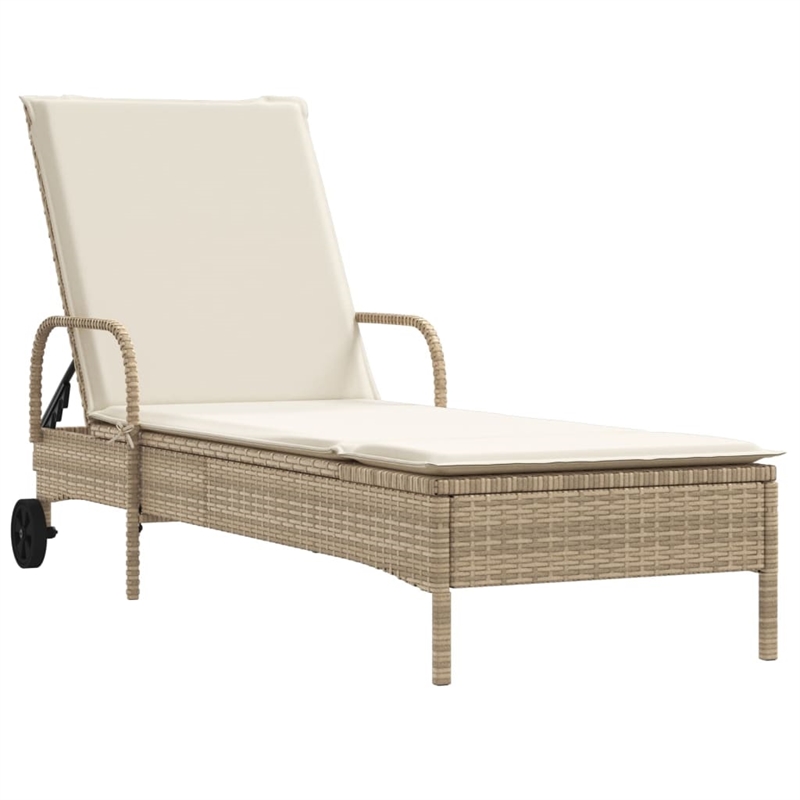 vidaXL PE Rattan Sun Lounger in Beige