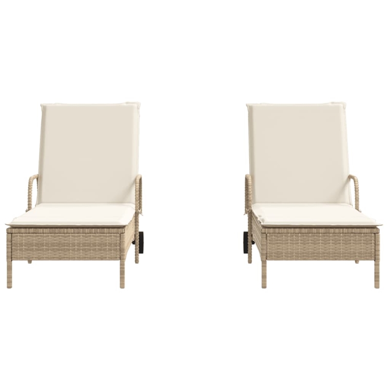 vidaXL PE Rattan Sun Lounger in Beige