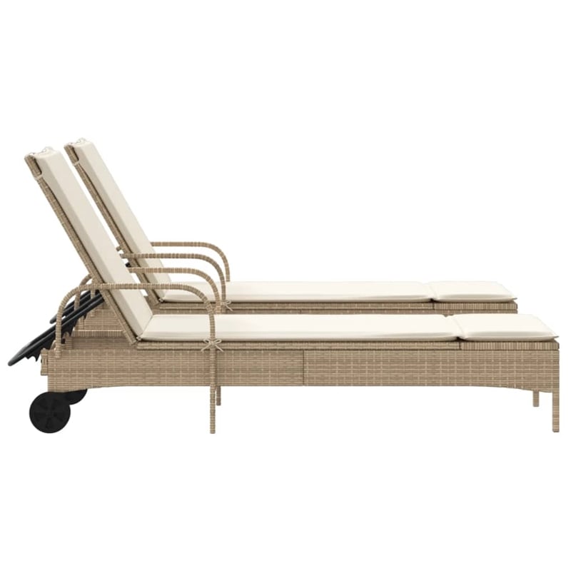 vidaXL PE Rattan Sun Lounger in Beige