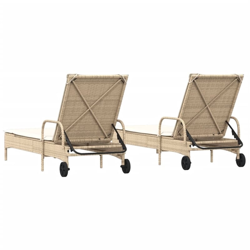 vidaXL PE Rattan Sun Lounger in Beige
