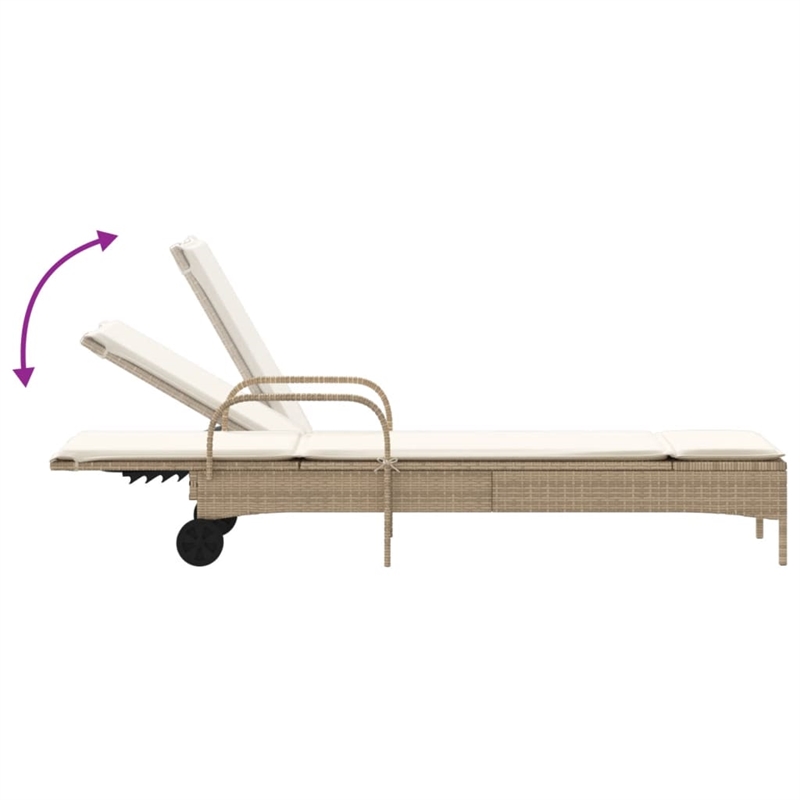 vidaXL PE Rattan Sun Lounger in Beige
