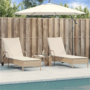 vidaXL PE Rattan Sun Lounger in Beige