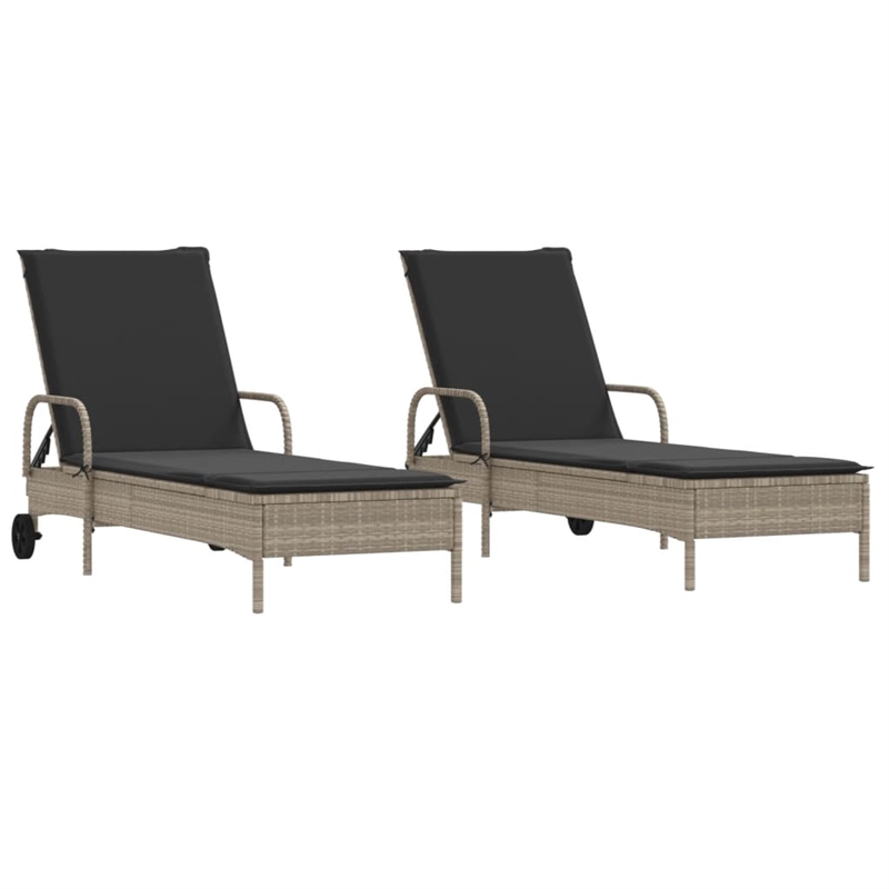 vidaXL PE Rattan Foldable Sun Lounger in Gray