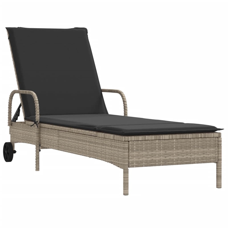 vidaXL PE Rattan Foldable Sun Lounger in Gray