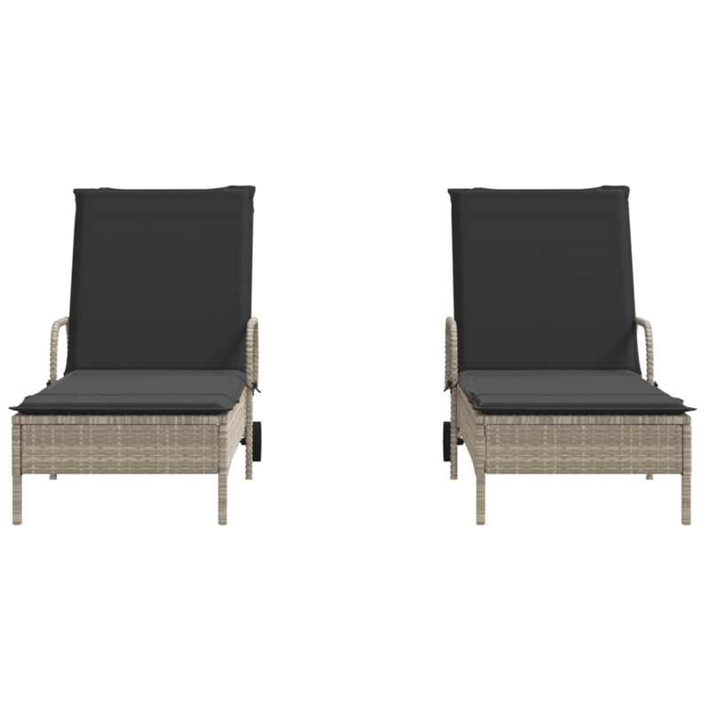 vidaXL PE Rattan Foldable Sun Lounger in Gray