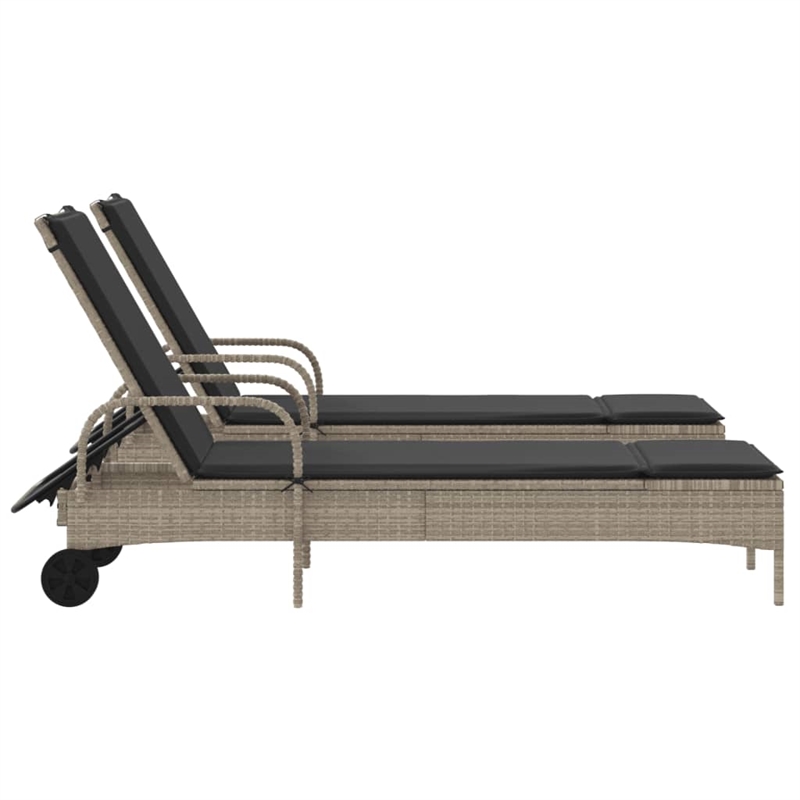 vidaXL PE Rattan Foldable Sun Lounger in Gray