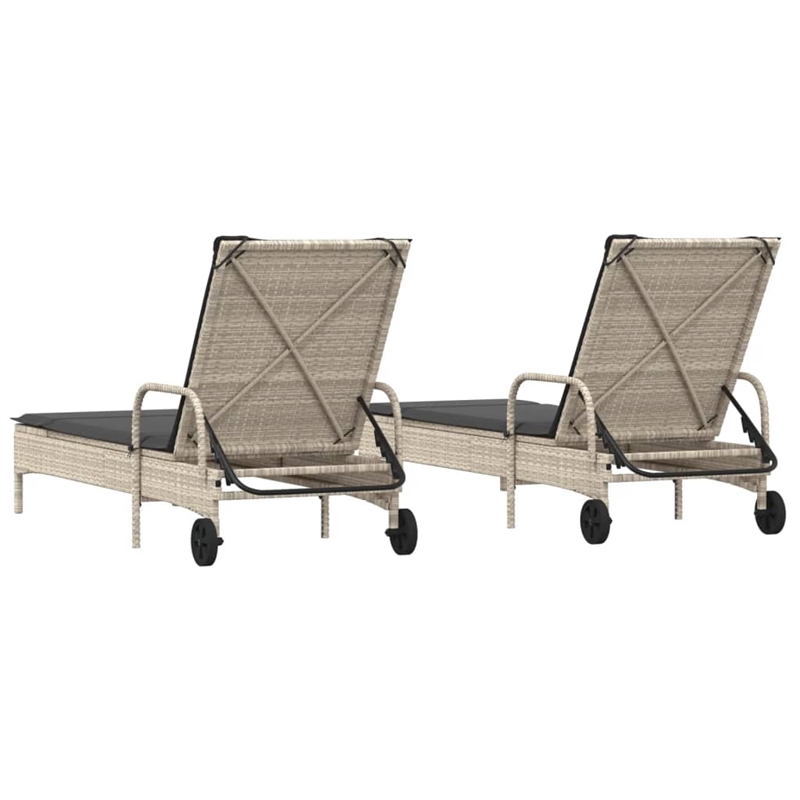 vidaXL PE Rattan Foldable Sun Lounger in Gray