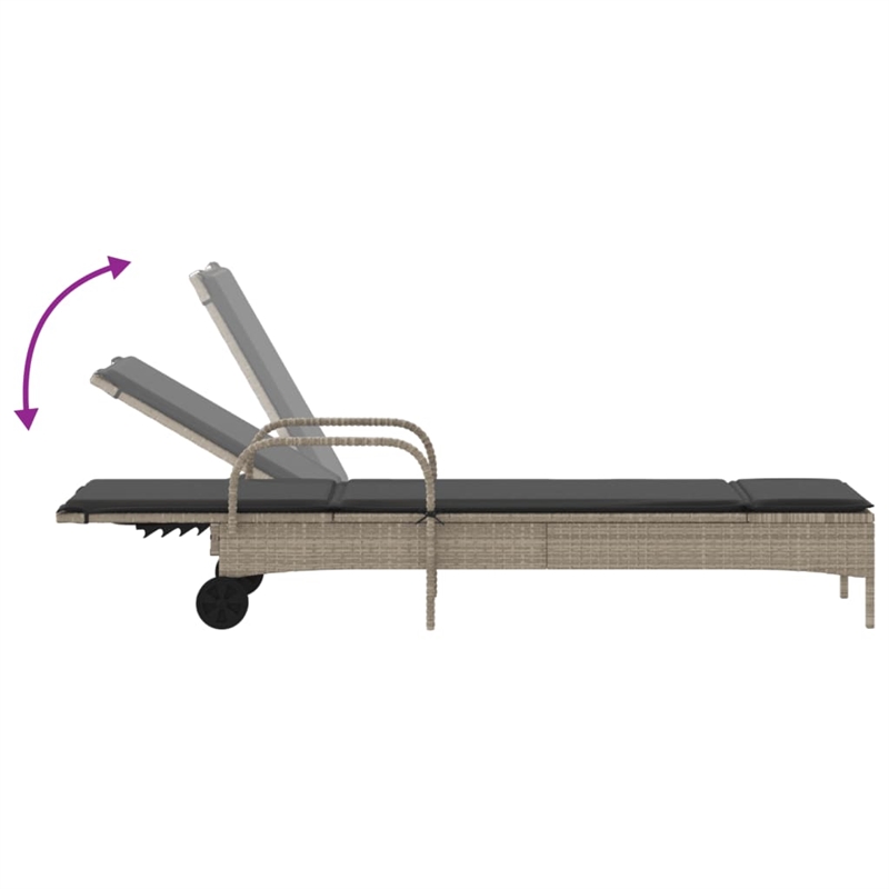 vidaXL PE Rattan Foldable Sun Lounger in Gray