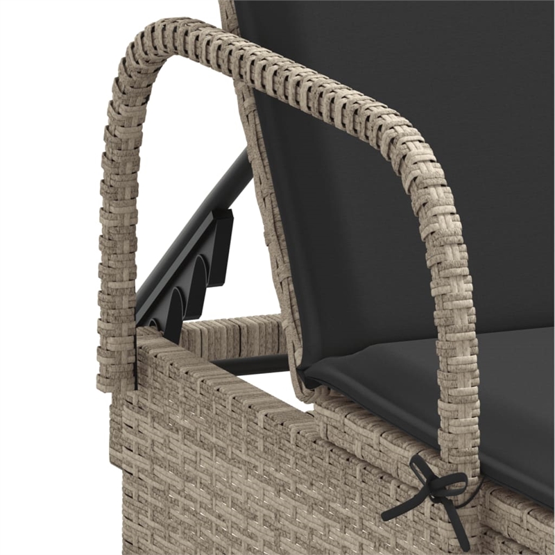 vidaXL PE Rattan Foldable Sun Lounger in Gray