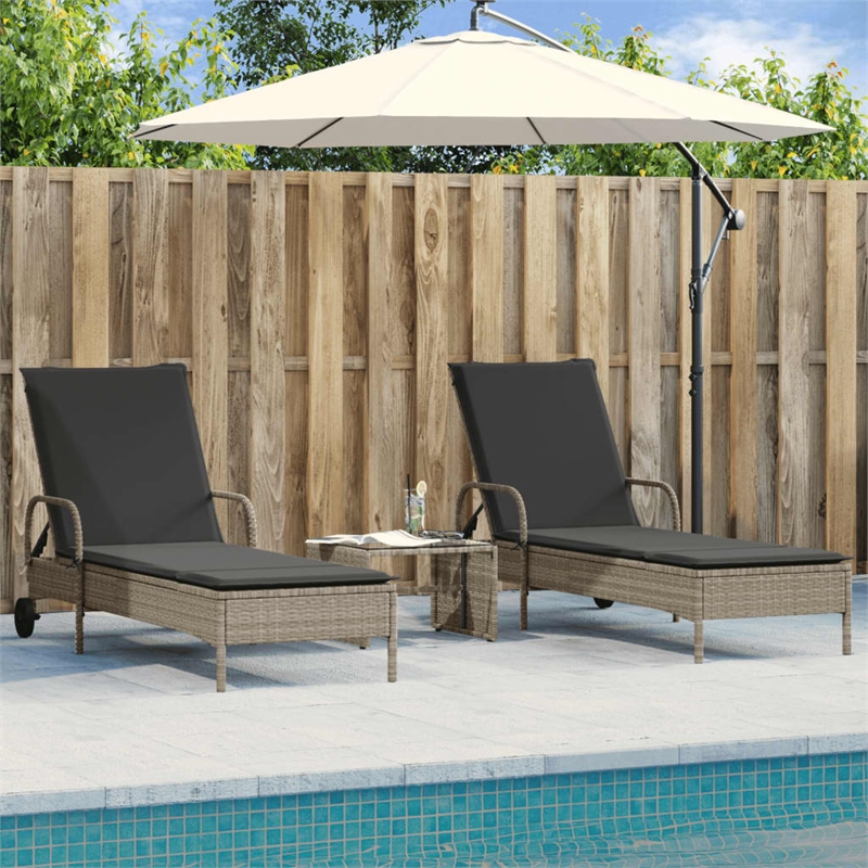 vidaXL PE Rattan Foldable Sun Lounger in Gray