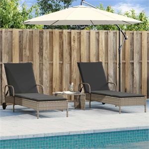 vidaXL PE Rattan Foldable Sun Lounger in Gray