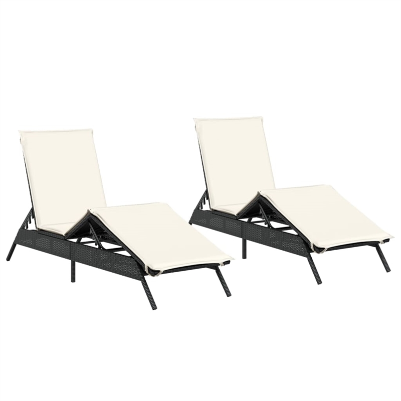 vidaXL PE Rattan Sun Lounger w/ Adjustable Footrests in Black