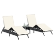 vidaXL PE Rattan Sun Lounger w/ Adjustable Footrests in Black