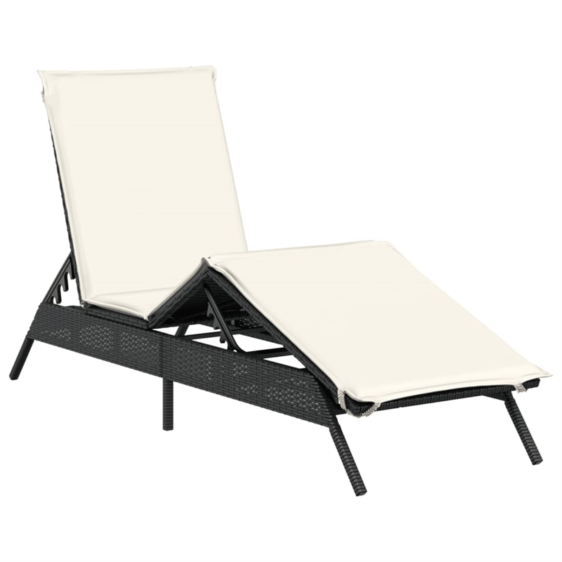 vidaXL PE Rattan Sun Lounger w/ Adjustable Footrests in Black