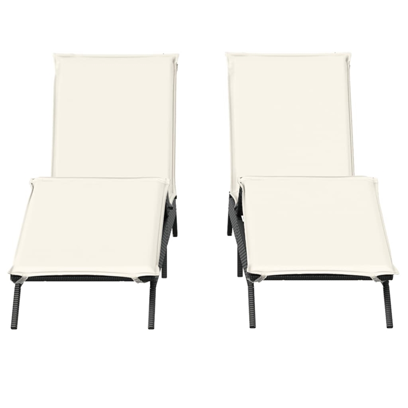 vidaXL PE Rattan Sun Lounger w/ Adjustable Footrests in Black