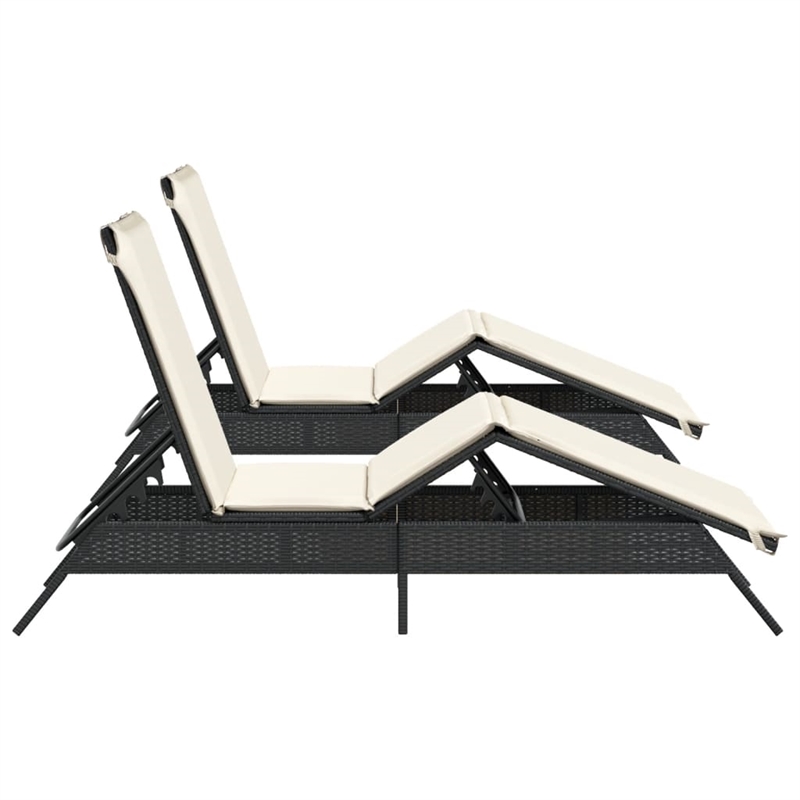 vidaXL PE Rattan Sun Lounger w/ Adjustable Footrests in Black