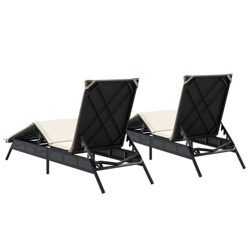 vidaXL PE Rattan Sun Lounger w/ Adjustable Footrests in Black