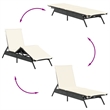 vidaXL PE Rattan Sun Lounger w/ Adjustable Footrests in Black