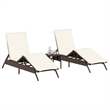 vidaXL PE Rattan Sun Lounger w/ Cushions in Brown (Set of 2)