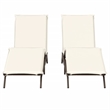 vidaXL PE Rattan Sun Lounger w/ Cushions in Brown (Set of 2)