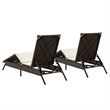 vidaXL PE Rattan Sun Lounger w/ Cushions in Brown (Set of 2)