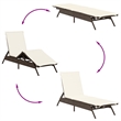 vidaXL PE Rattan Sun Lounger w/ Cushions in Brown (Set of 2)