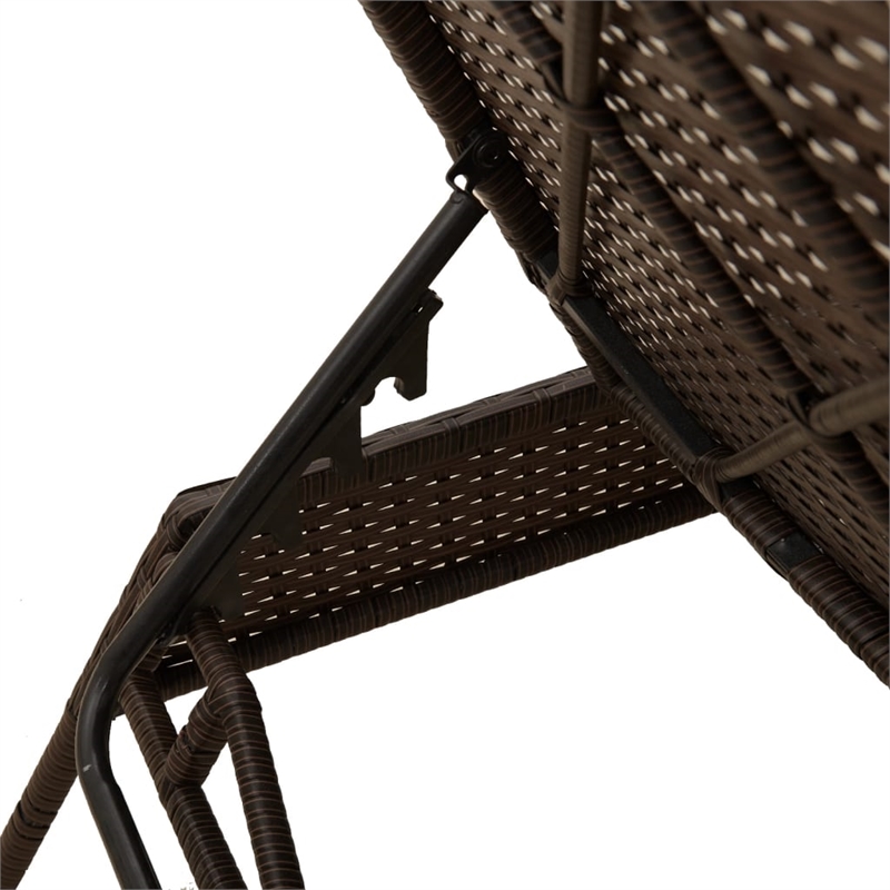 vidaXL PE Rattan Sun Lounger w/ Cushions in Brown (Set of 2)