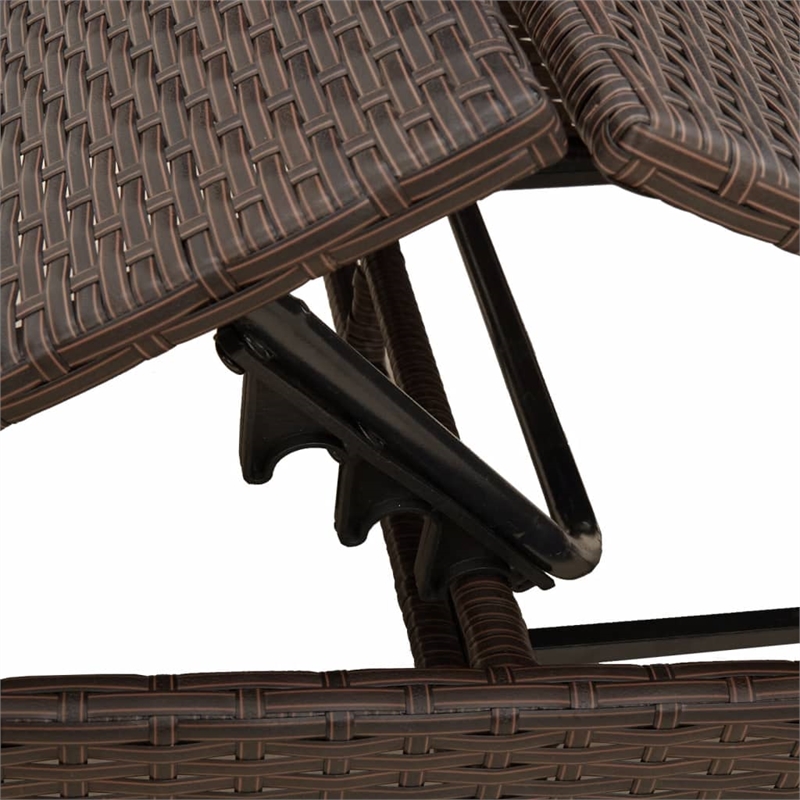 vidaXL PE Rattan Sun Lounger w/ Cushions in Brown (Set of 2)