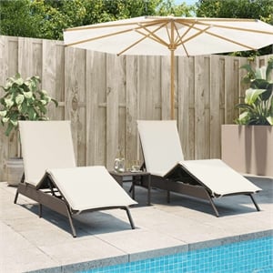 vidaXL PE Rattan Sun Lounger w/ Cushions in Brown (Set of 2)