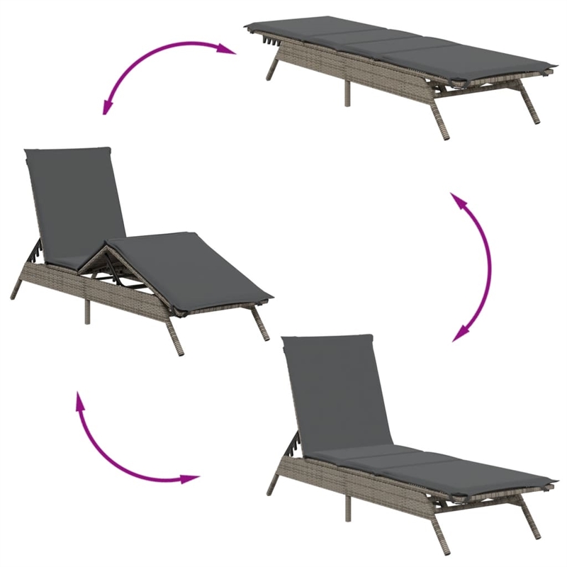 vidaXL Sun Lounger in Gray
