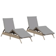 vidaXL PE Rattan Sun Lounger w/ Cushions in Beige(Set of 2)
