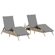 vidaXL PE Rattan Sun Lounger w/ Cushions in Beige(Set of 2)