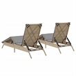 vidaXL PE Rattan Sun Lounger w/ Cushions in Beige(Set of 2)
