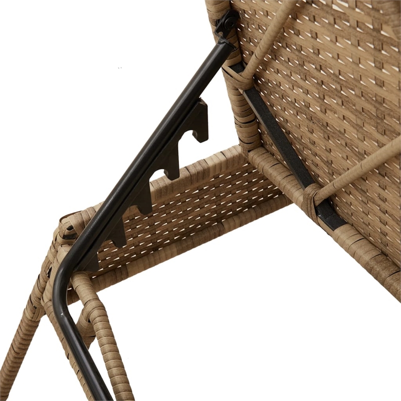 vidaXL PE Rattan Sun Lounger w/ Cushions in Beige(Set of 2)