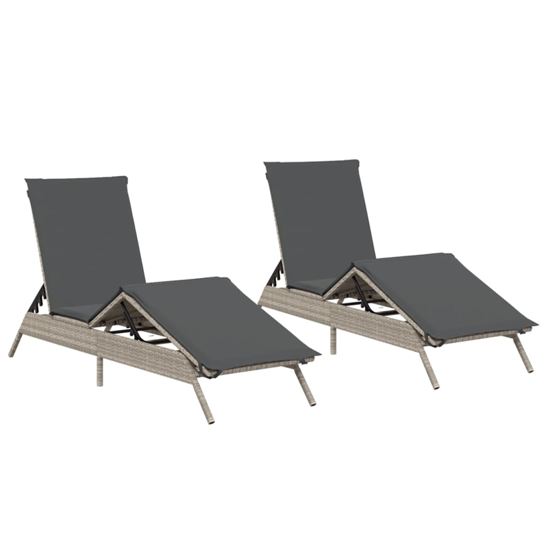 vidaXL PE Rattan Sun Lounger in Light Gray
