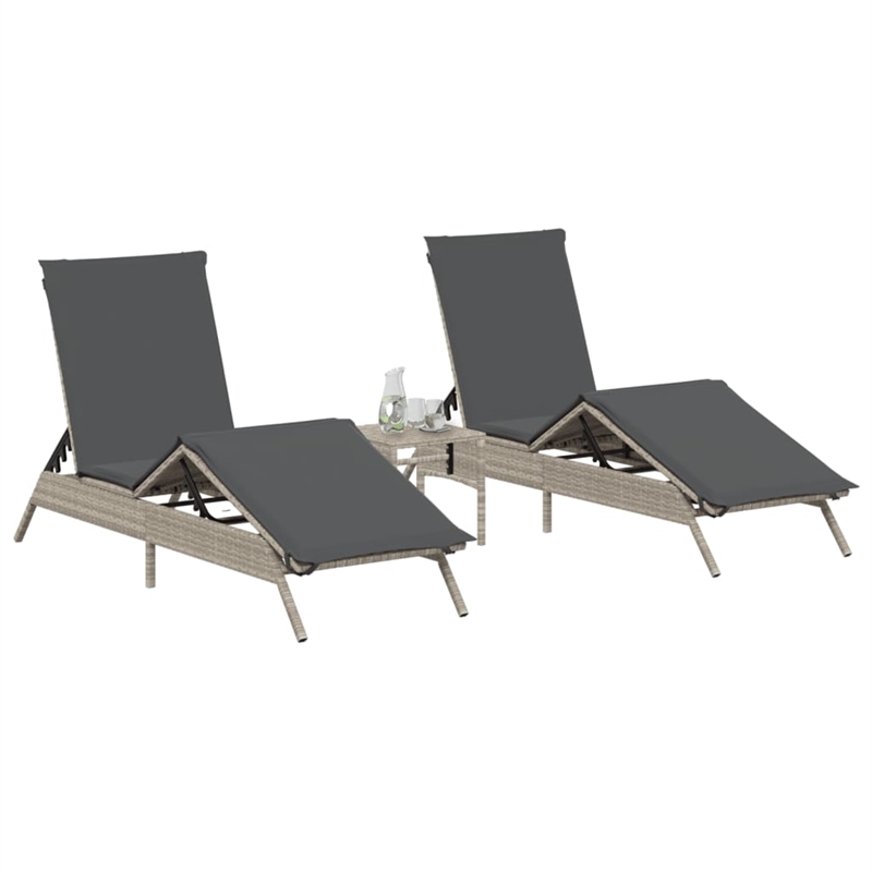 vidaXL PE Rattan Sun Lounger in Light Gray