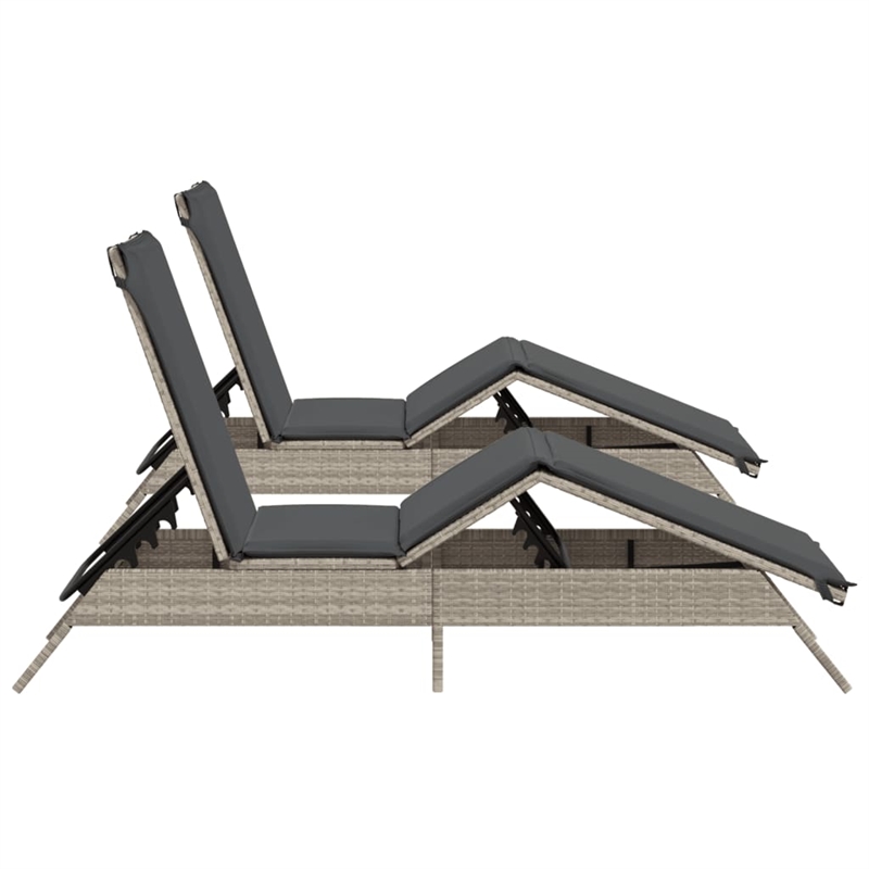 vidaXL PE Rattan Sun Lounger in Light Gray