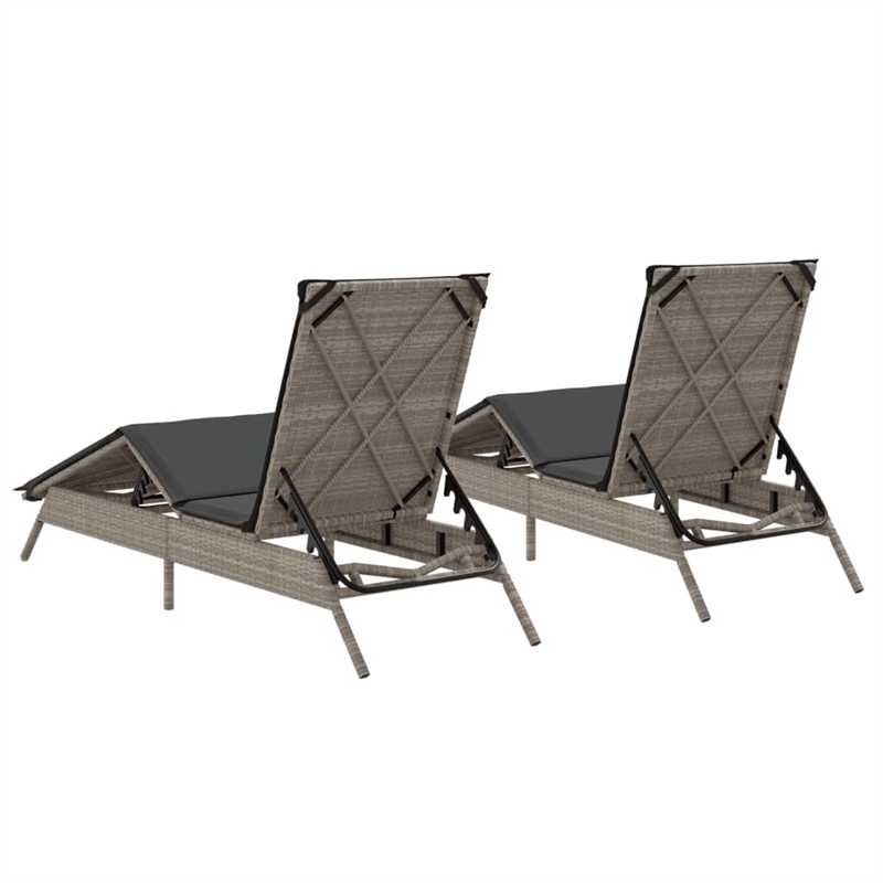 vidaXL PE Rattan Sun Lounger in Light Gray