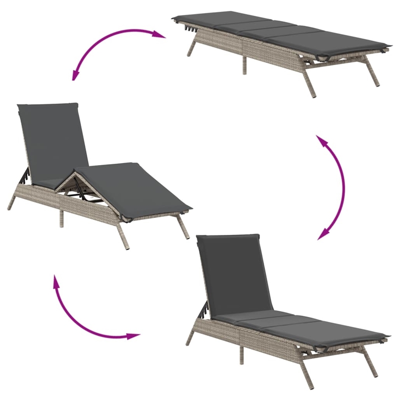 vidaXL PE Rattan Sun Lounger in Light Gray