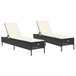 vidaXL PE Rattan Sun Lounger in Black/Cream/White
