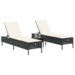 vidaXL PE Rattan Sun Lounger in Black/Cream/White