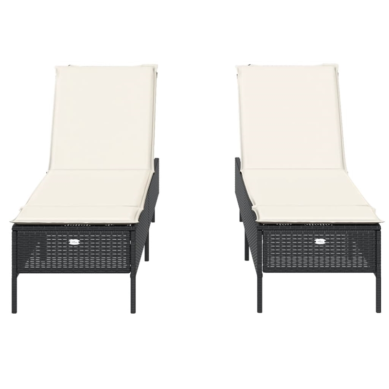 vidaXL PE Rattan Sun Lounger in Black/Cream/White