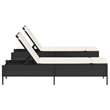 vidaXL PE Rattan Sun Lounger in Black/Cream/White