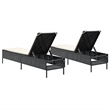 vidaXL PE Rattan Sun Lounger in Black/Cream/White