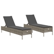 vidaXL PE Rattan Sun Lounger w/ Adjustable Armrests in Gray