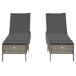 vidaXL PE Rattan Sun Lounger w/ Adjustable Armrests in Gray