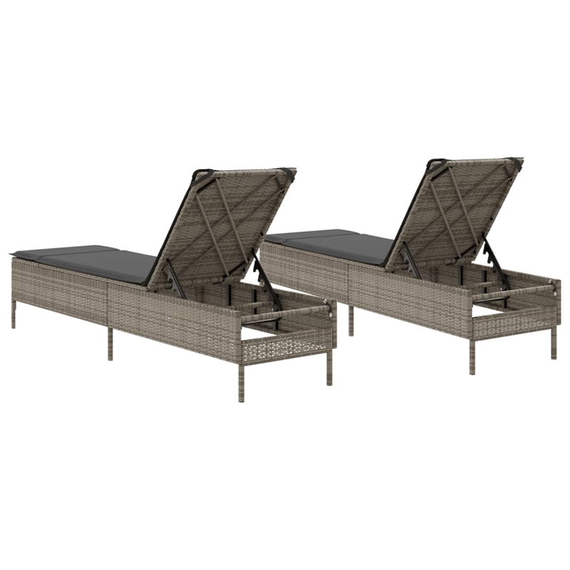 vidaXL PE Rattan Sun Lounger w/ Adjustable Armrests in Gray